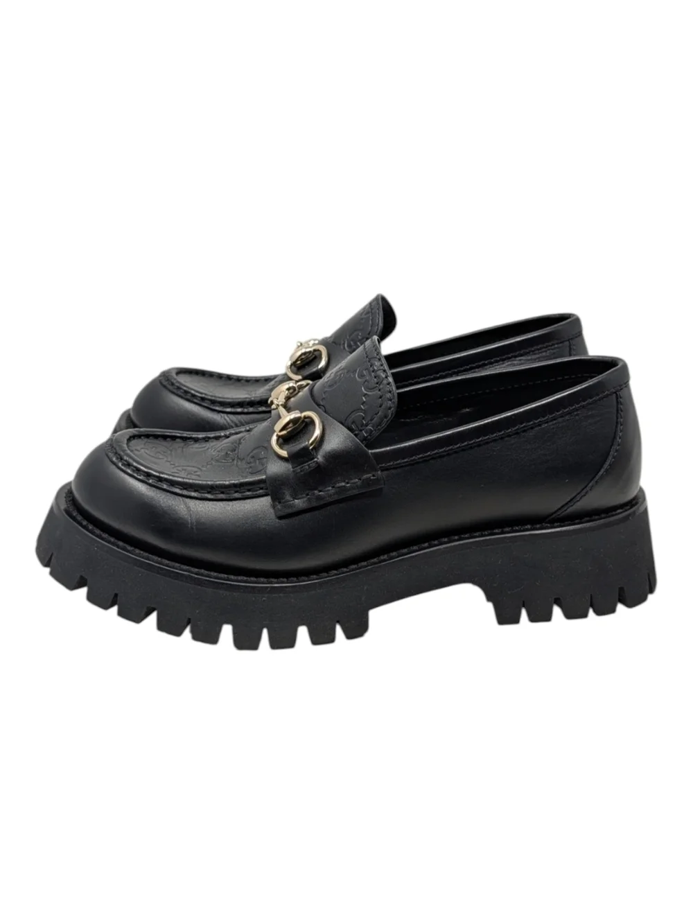Gucci Horsebit Guccissima Monogram Chunky Lug Sole Loafer Black Leather 38 | 7.5 - Picture 4 of 9